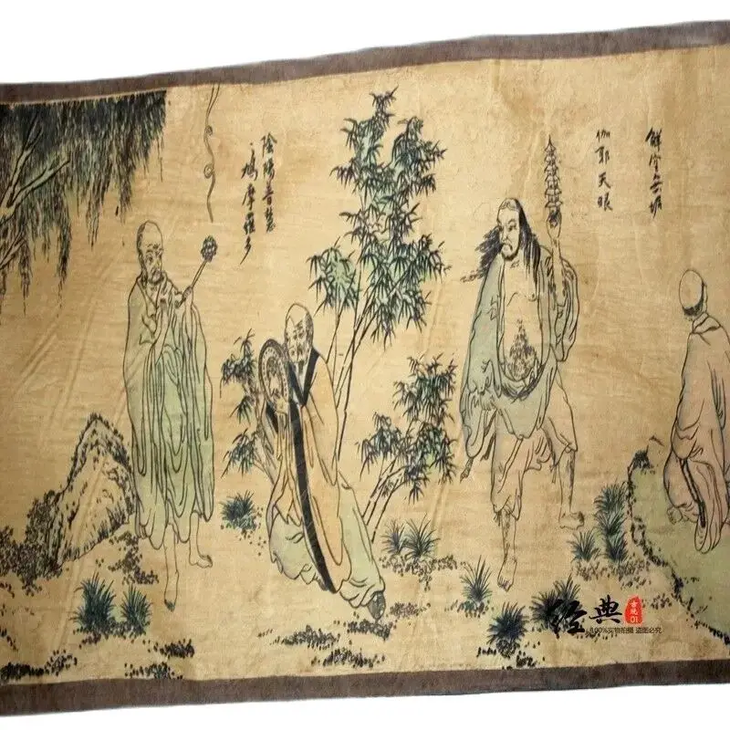 

Chinese Scroll Painting, Long Painting, Eighteen Lohantu