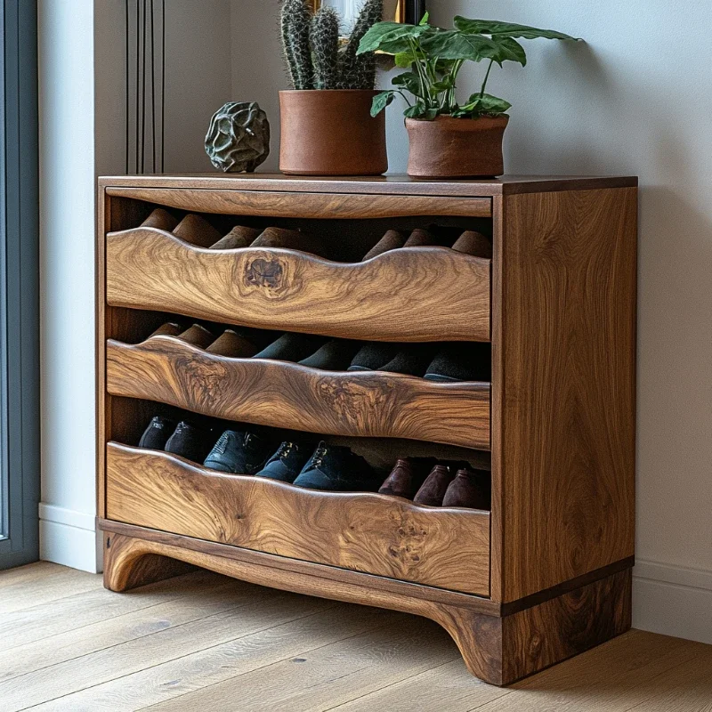 Log style shoe cabinet, storage cabinet, all solid wood wabi sa aesthetic locker, homestay home log vertical cabinet,