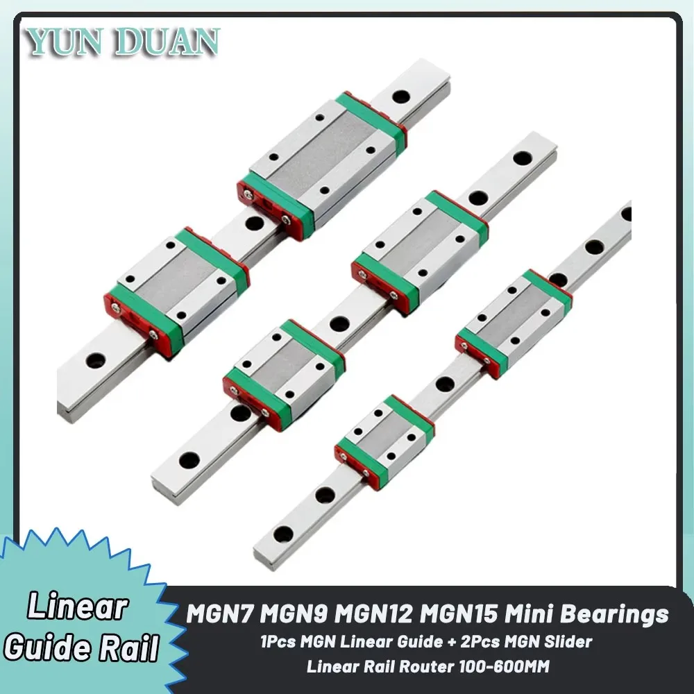 MGN7 MGN9 MGN12 MGN15 Linear Guide Rail 1Pcs Linear Guide + 2Pcs MGN Slider Miniature Linear Rail Router 100-600MM for 3D Printe
