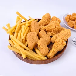 Simulation Fried Chicken Model Food Photo Prop Artificial French Fries Funny Toys Fast Food Shop Display Home Decor PVC