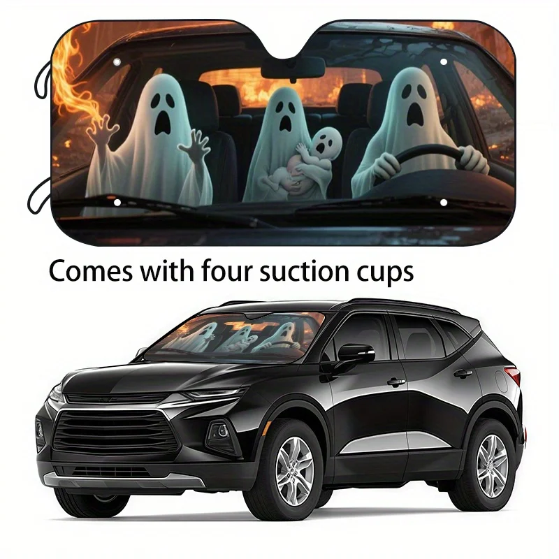 Funny Animal Driving 1pc Car Interior Sun Visor, Protect From UV Window Sun Visor Animal Theme Car Sun Visor With Four Suction C
