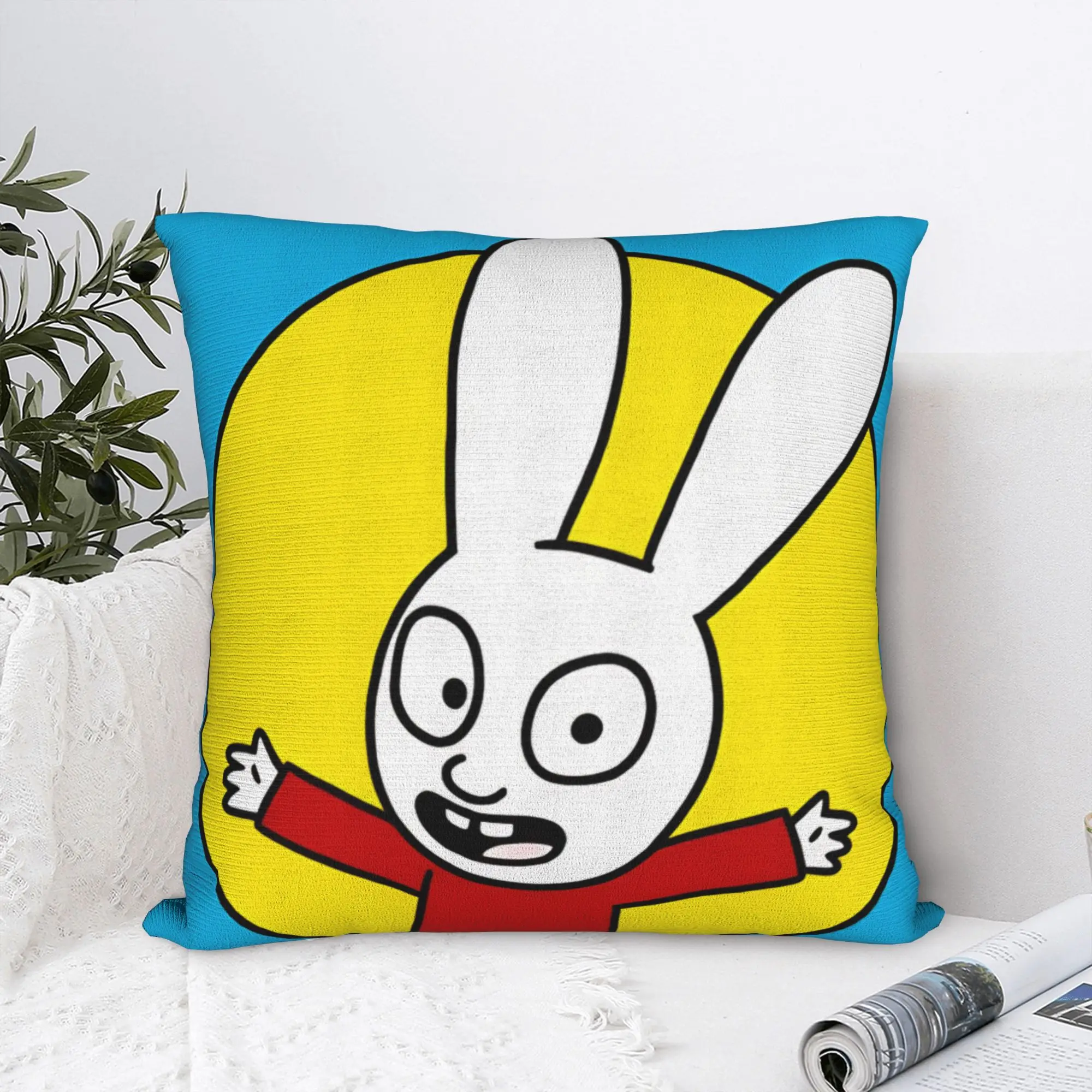 Simons Super Rabbits   Pillow Case  Kawaii Pillow Cover Soft Pillowcases For Living Room Bed Chair