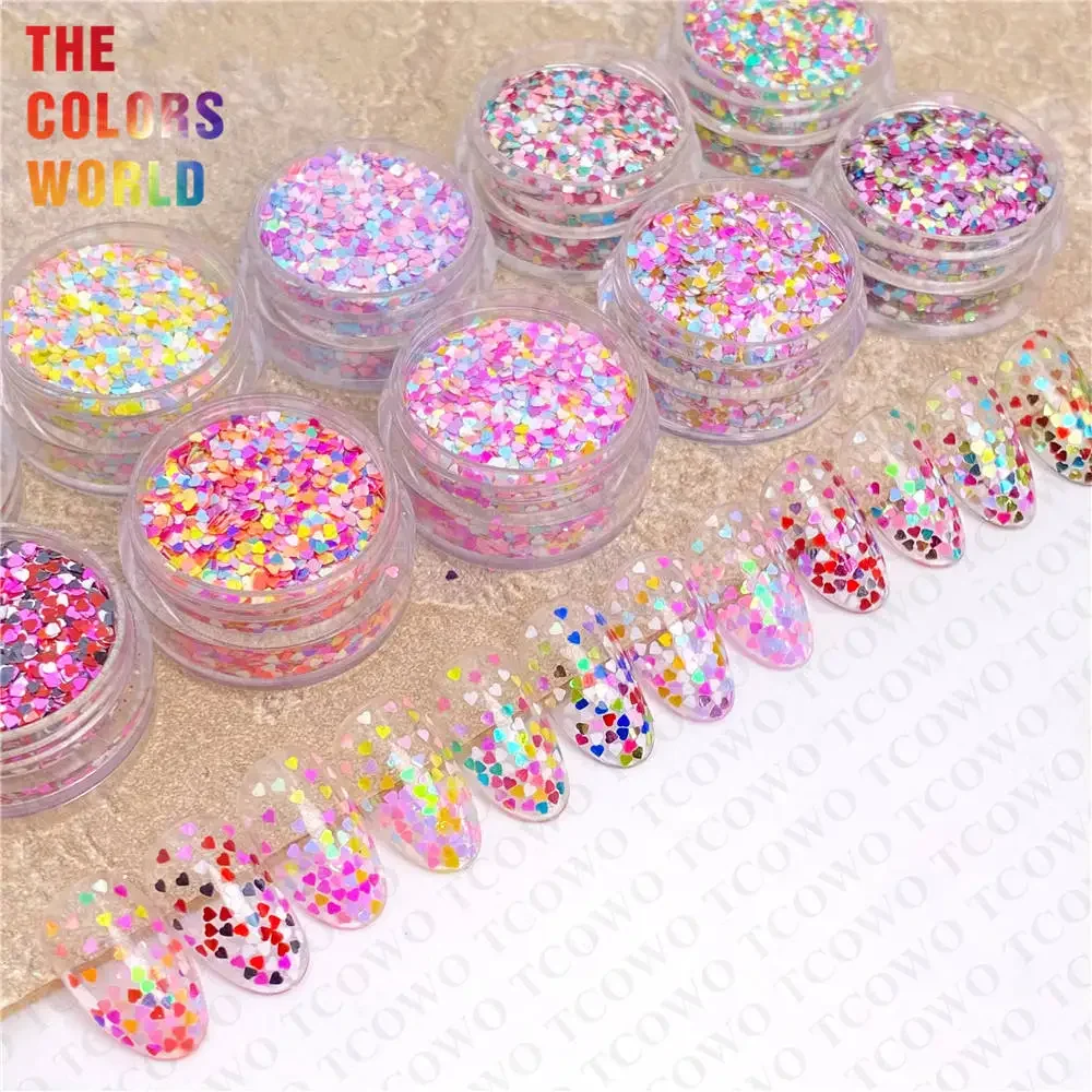 TCT-893 Love Heart Nail Glitter Sequin Heart Glitter Nail Polish For Valentines Day Wedding Party Decoration Textile Resin Art