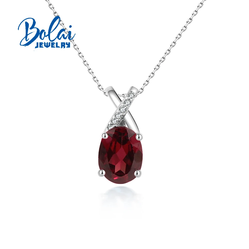 

Elegant and Noble S925 Silver pendant necklace Natural garnet gemstone fine jewelry for women's anniversary and Engagement gifts