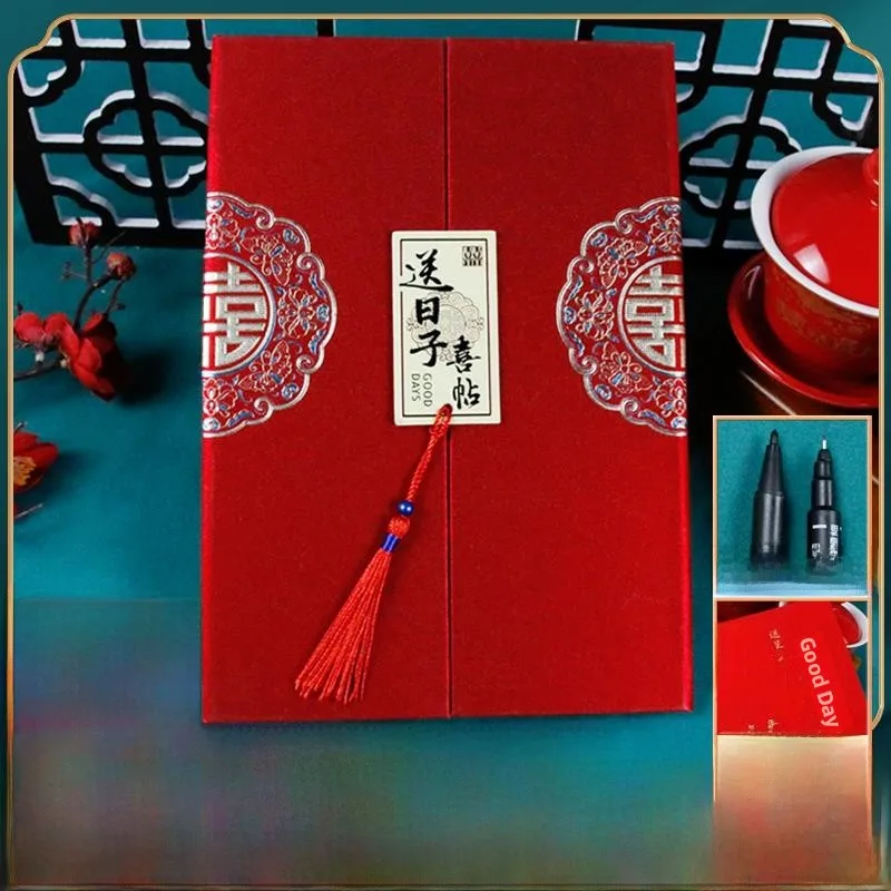 

Handwritten Wedding Engagement Book 2025 Model Hard Cover Marriage Ceremony Invitation Book Material Cloth ABENUOR Brand