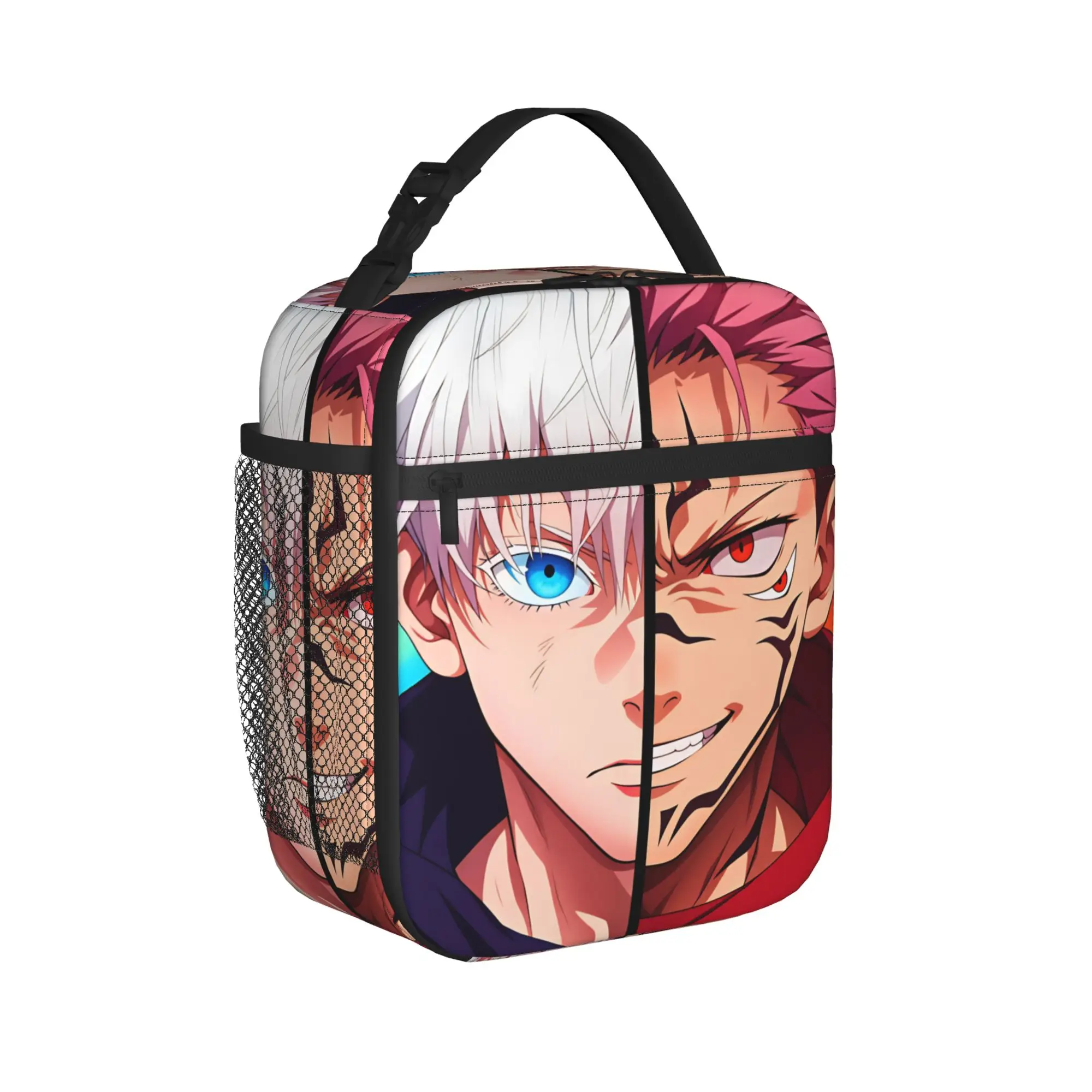 Satoru Gojo Comic Animation Lunch Bag Outdoor Picnic Lunch Box For Women Thermal Tote Handbags Oxford Portable Zipper Cooler Bag