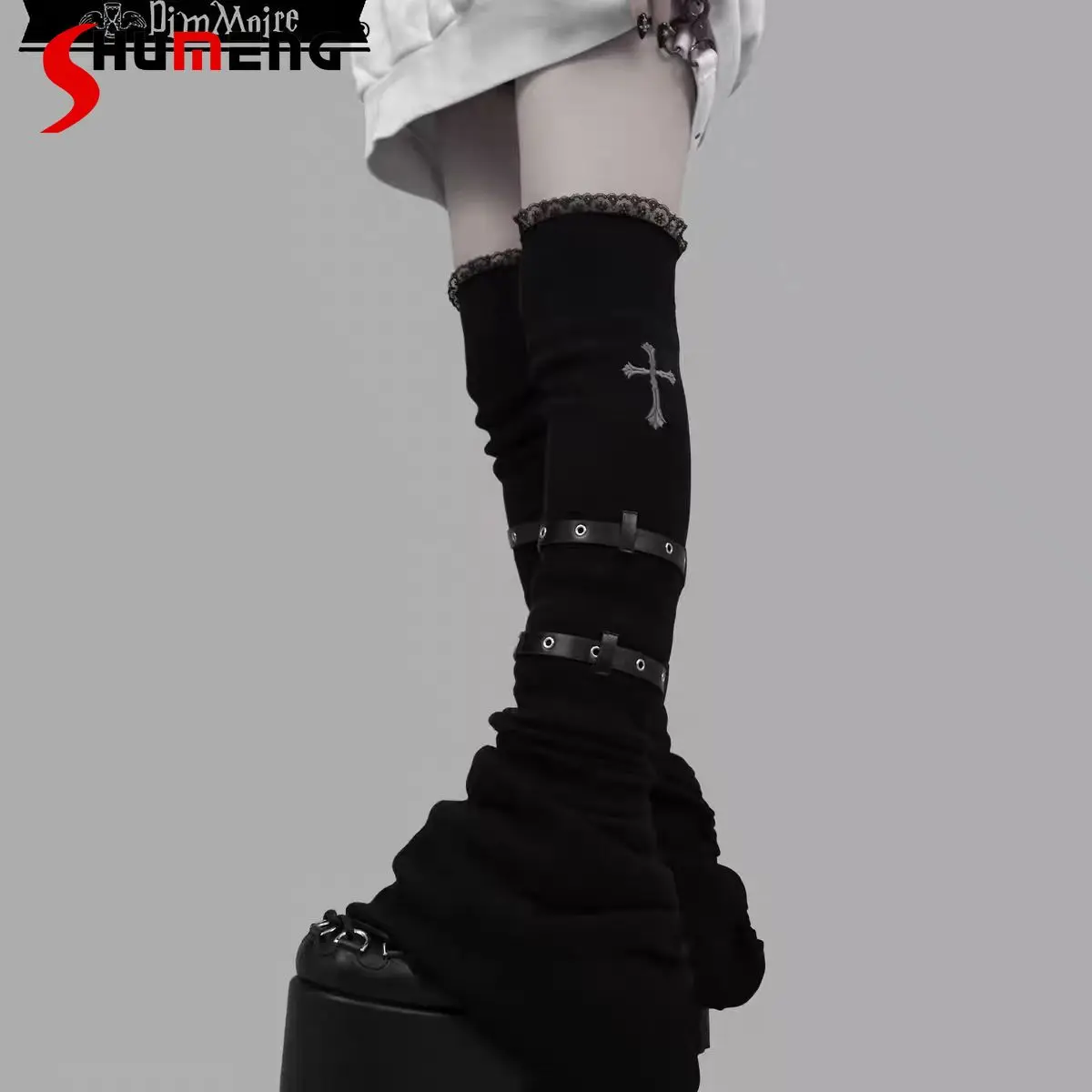 

Subculture Dark Punk Sweet Cool Fashion Leg Warmers for Women Spring Autumn Women's Over-the-Knee Socks Student Y2K Leg Warmers