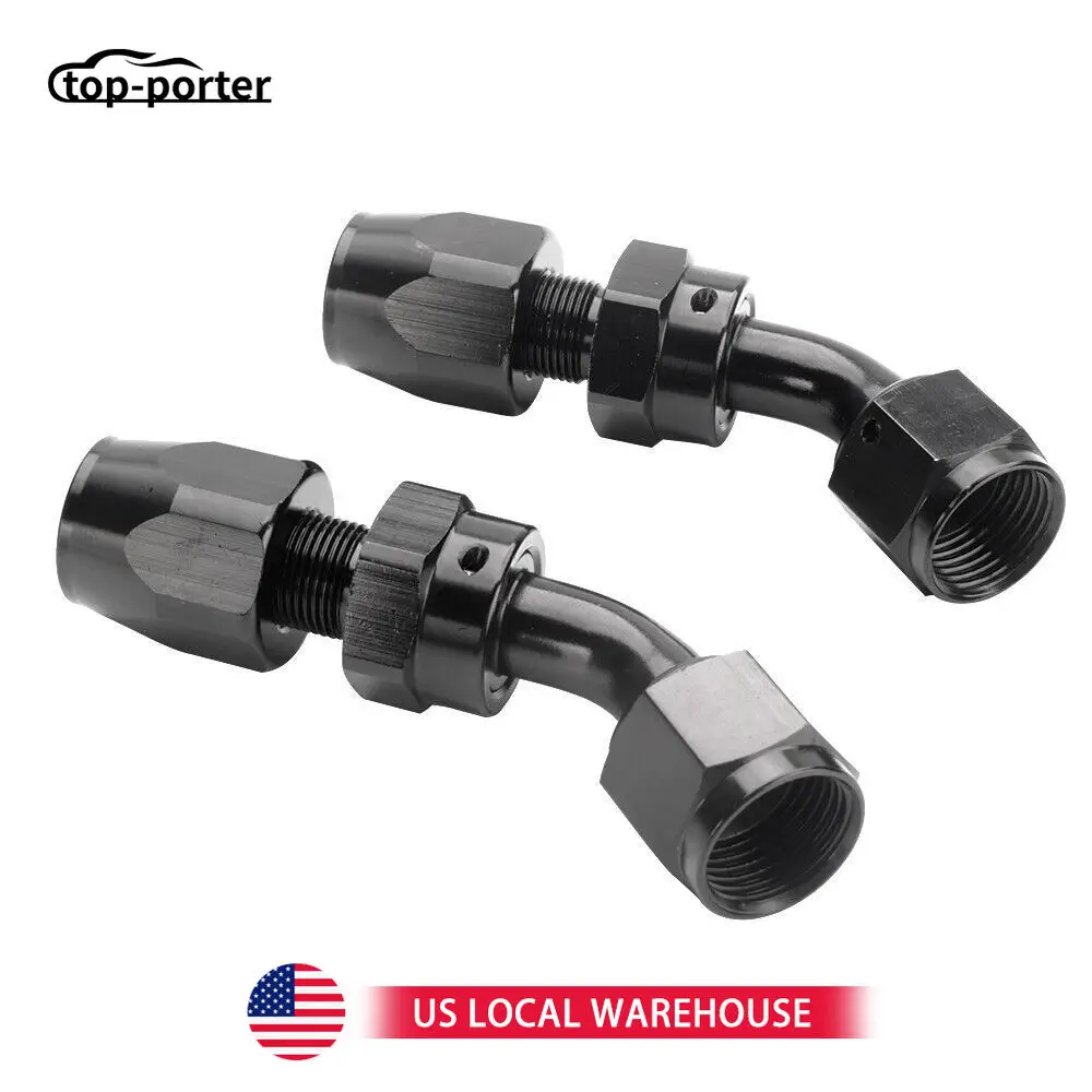 

2 шт. AN4 45 ° Поворотный фитинг для шланга, переходник для шланга для масла/палива/газа, черный