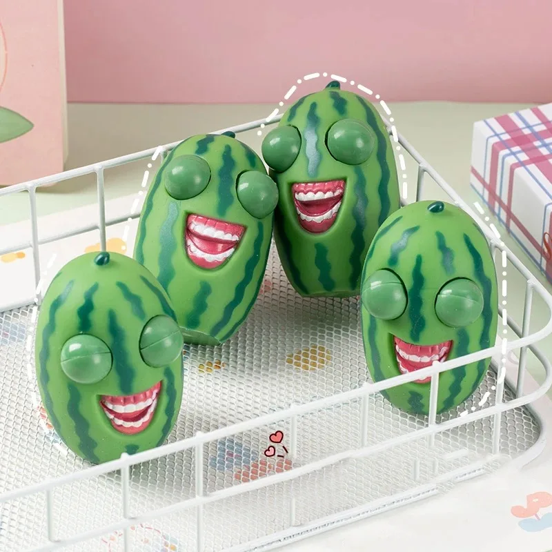 Funny Watermelon Pop Out Eyes Squishy Fidget Toys Anti-Stress Balls Fidget Vent Squeeze Stare Prank Toy Kids Birthday Gifts - view 3