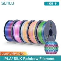 SUNLU 5KG PLA/SILK Rainbow Filament 1.75mm 1000g Spool (2.2lbs)Rainbow Effect Neatly Wound Filament Fit Most FDM Printer