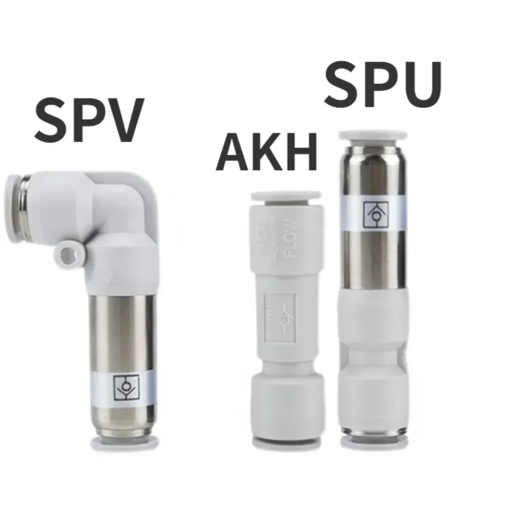 4 6 8 10 12mm AKH SPU SPV One-way Non Return Check Valve Pneumatic Air Fitting Push in Connect Straight Elbow AKH08-00 SPV