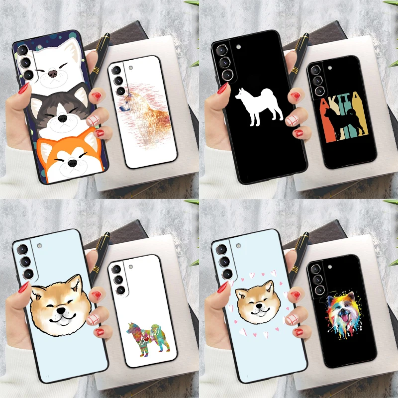 Animal Cute Dog Akita Phone Case For Samsung Galaxy S24 Ultra S22 S23 S20 S21 S24 FE S9 S10 Plus Note 10 20 Ultra