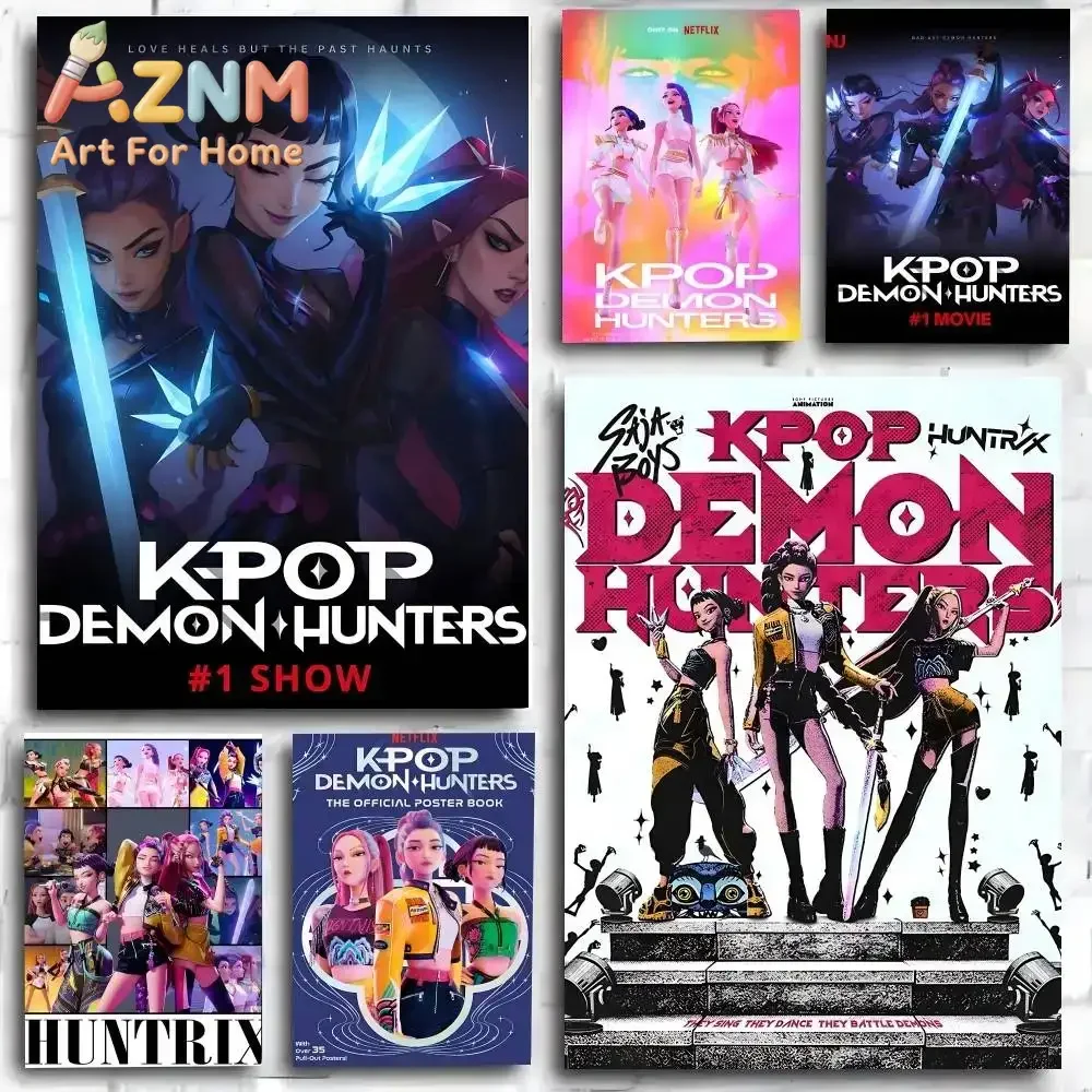 AZNM Kpop Demon Hunters Anime Canvas Wall Art Frameless Print Poster for Home Bedroom Living Room Wall Decor