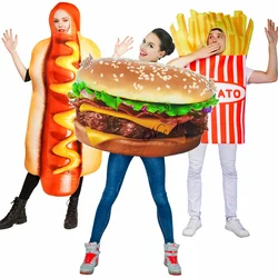 Funny Food Cosplay Halloween Costume Adult Family Fancy Dress Pizza Burger French Fries Sausage Hot Dog Carnival Party Outfit
