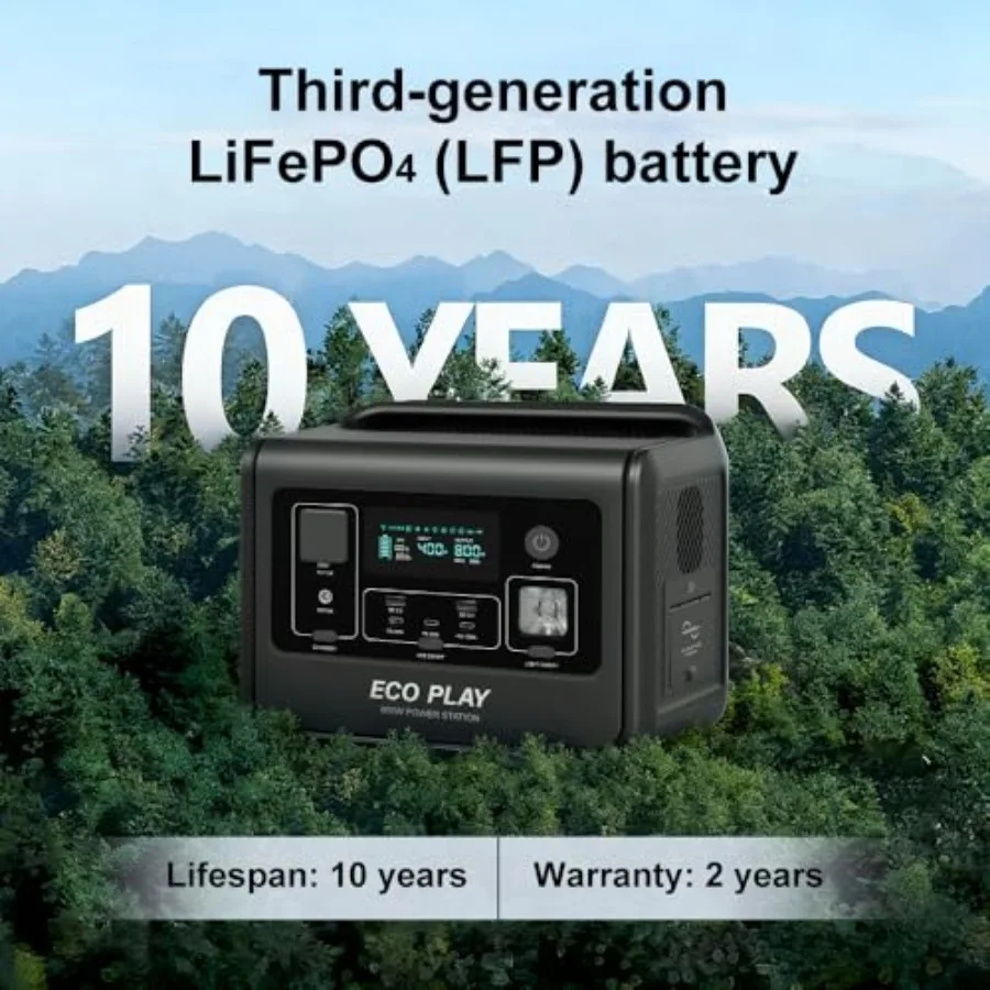 EP800 ポータブル電源 512Wh LiFePO4バッテリー ソーラー発電機 AC 800W 1200W最大出力 急速充電1.5時間 8出力