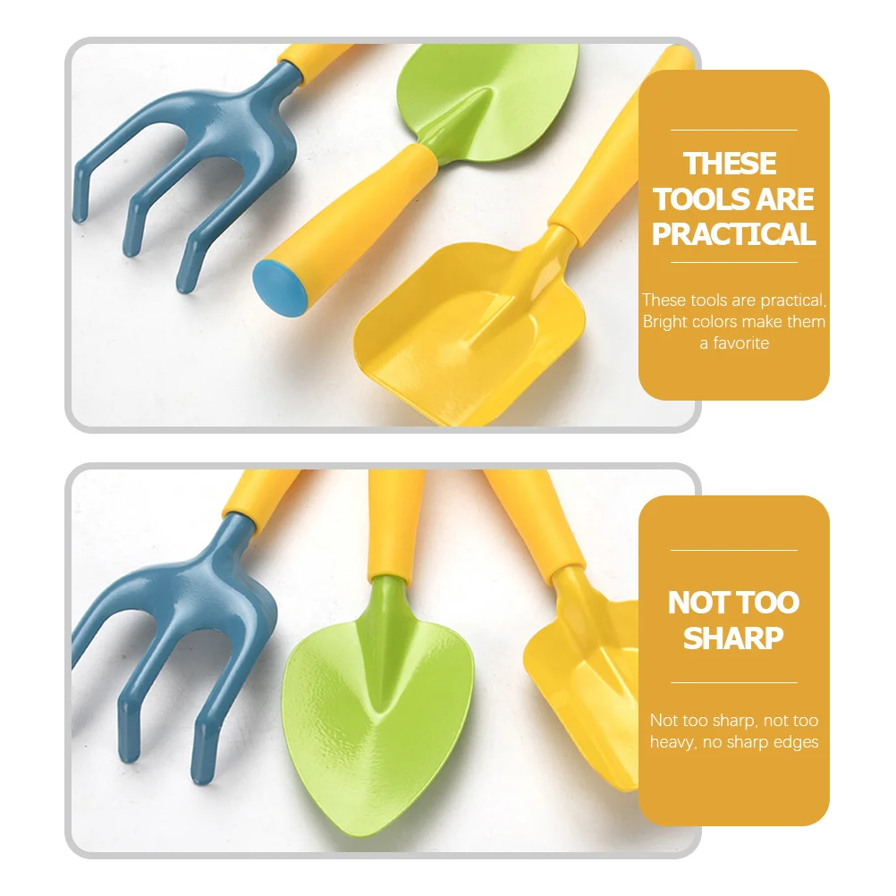 子供用ガーデンツール3個 楽しい学習用掘りセット モータースキルを向上させます ビーチ、裏庭、パーティーのギフトに最適 男の子、女の子向け