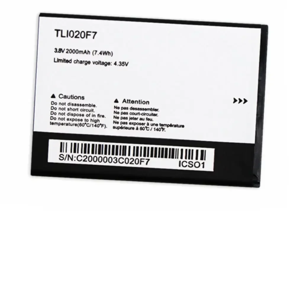 TLI020F7 2000mah 7.6wh 3.8v for Alcatel PIXI 4 5045D Pop 2 5042D C7 7040 7040D 7041 7041D J720 J720T J726 Smartphone batteries