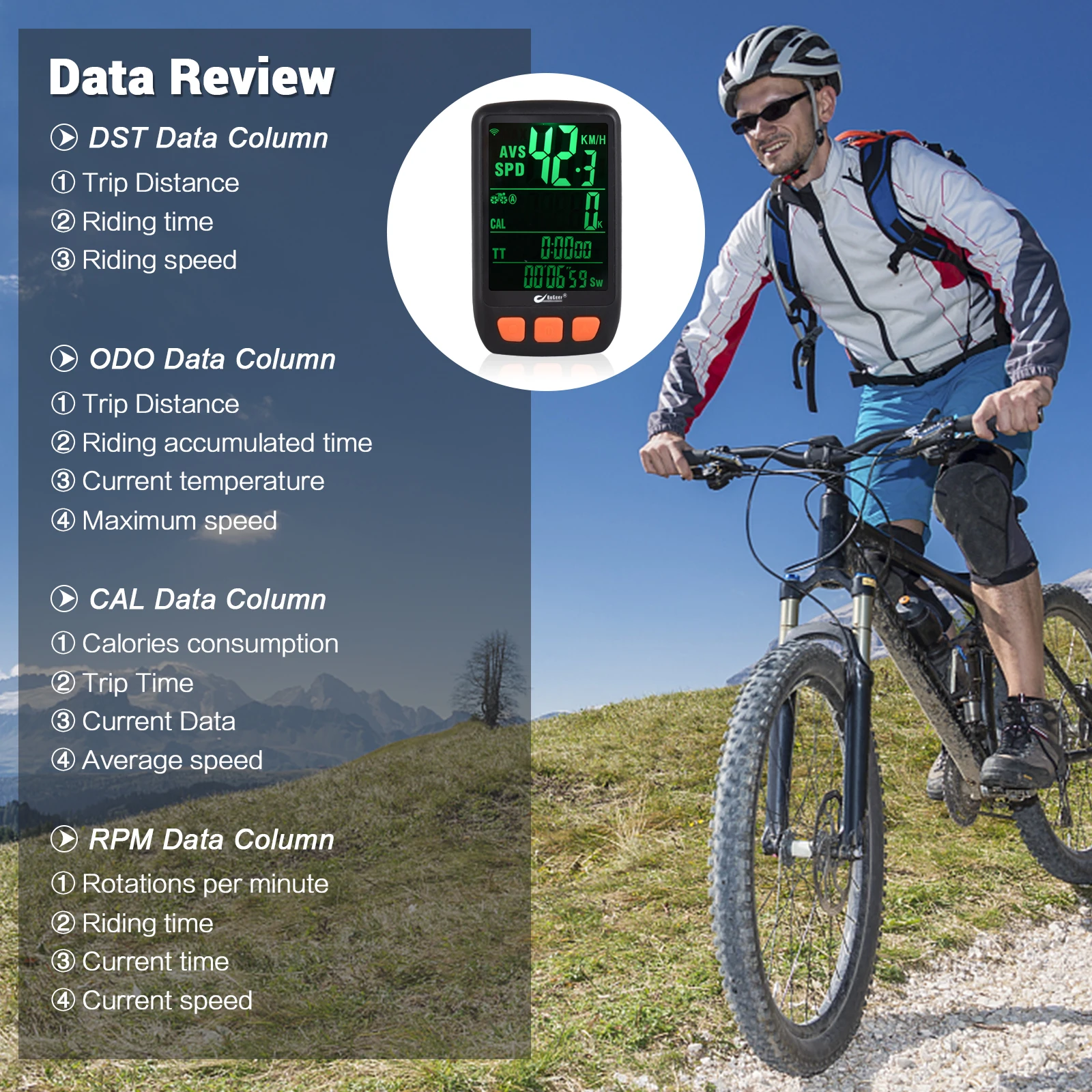 Bicycle Cycling Computer Wireless Digital Bike Speedometer Odometer with Rechargeable Battery Backlight Bike Stopwatch