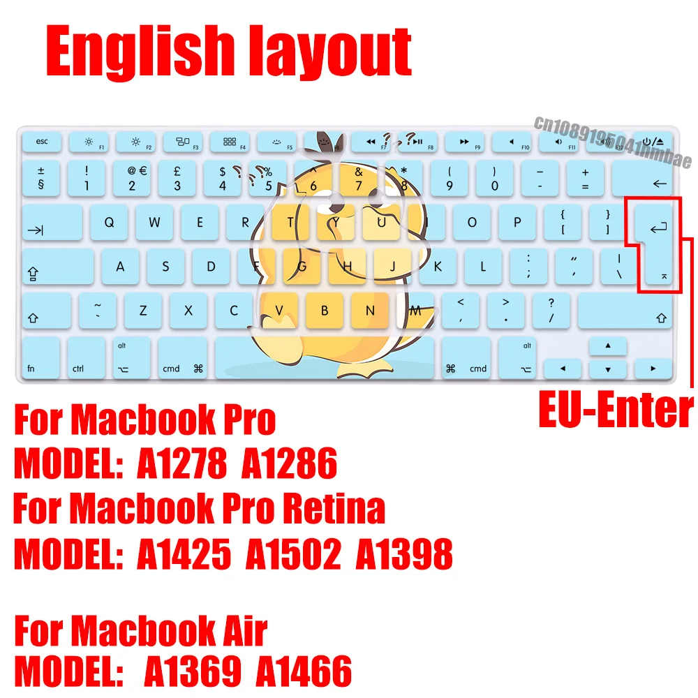 Psyducks EU Layout Soft Silicone Keyboard Cover for Macbook pro A1278  A1286 Retina A1425  A1502  A1398 Air A1369  A1466