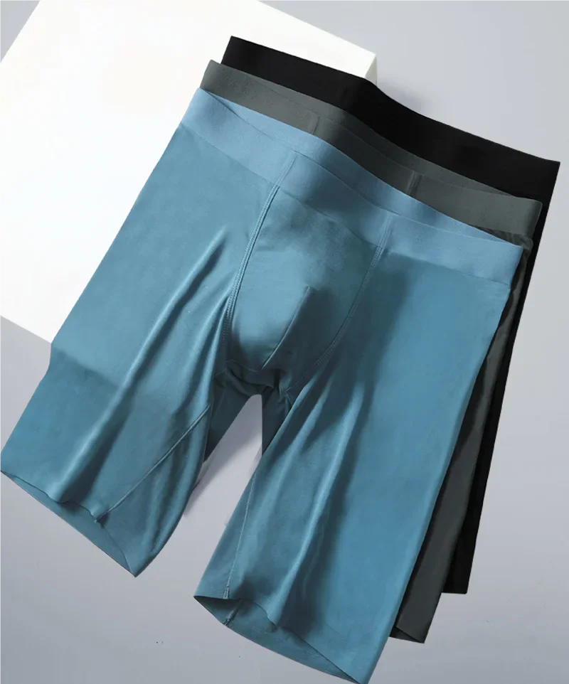 ملابس داخلية للرجال مشروط: ملابس رياضية بدون خياطة، طويلة، مضادة للغضب، شورتات بوكسر، مقاس كبير، سراويل قصيرة