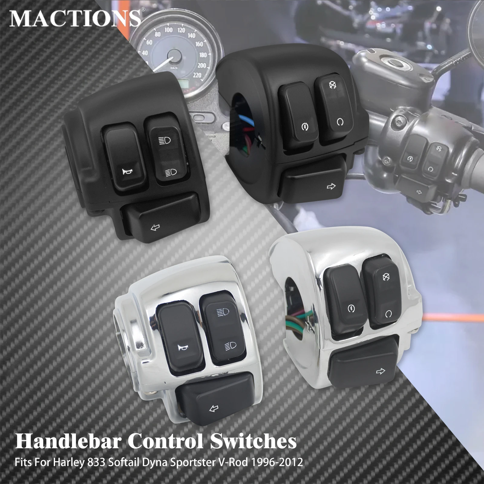 

Handlebar Control Switch Motorcycle 1" 25mm Handle Bar Turn Signal Switch For Harley Dyna FXDL FXFBS Sportster XL883 1200 96-11