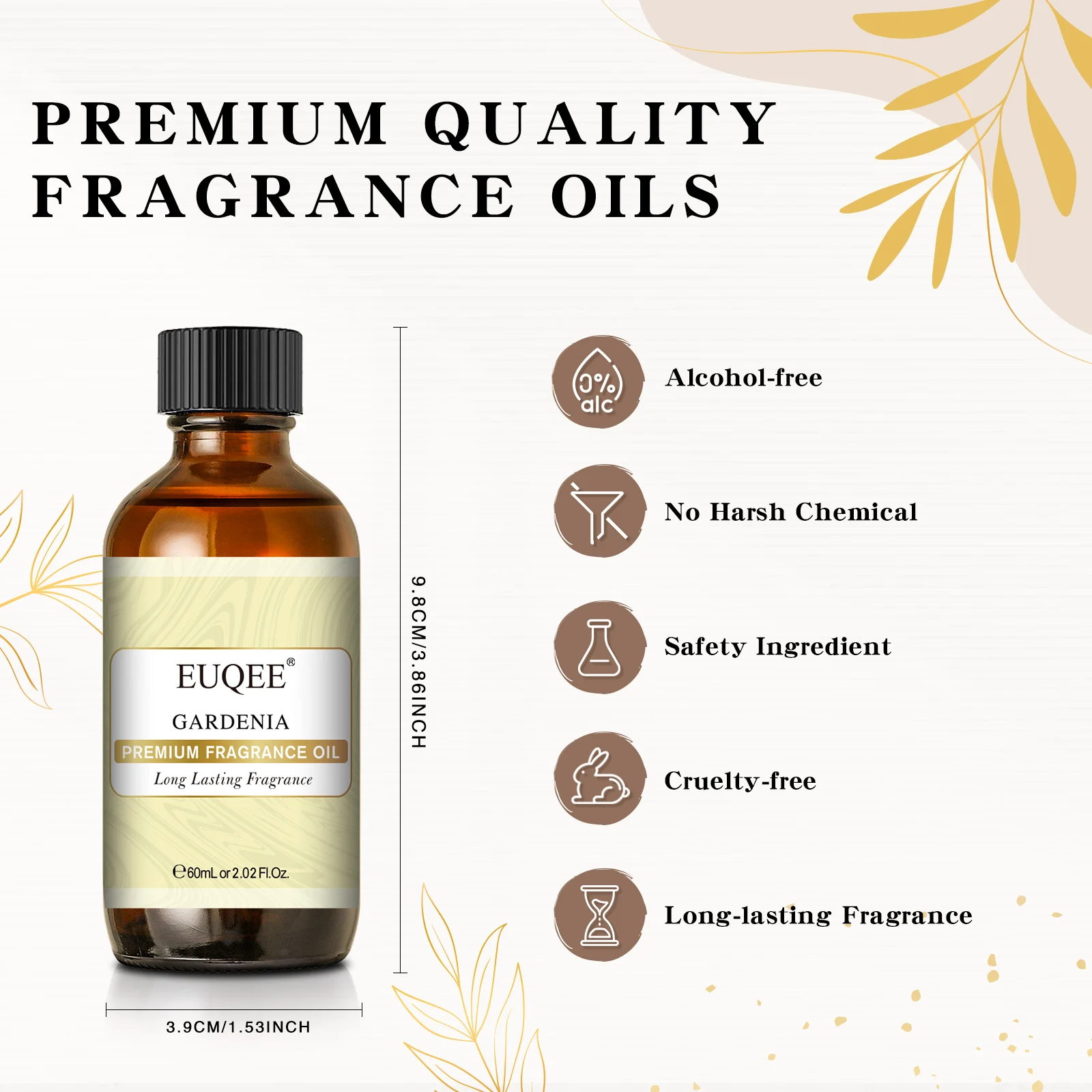 EUQEE 60ml/2.02fl.oz Gardenia Fragrance Oil for Humidifier Diffuser Soaps Candle Making Air Freshener