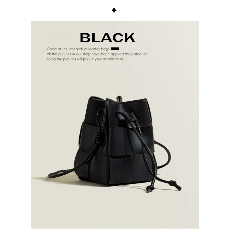 Hot Weave Handbag Women Woven Bags Small Drawstring Bucket Shoulder Crossbody Bags Famous Brand Designer Purse Female bag Bolsas