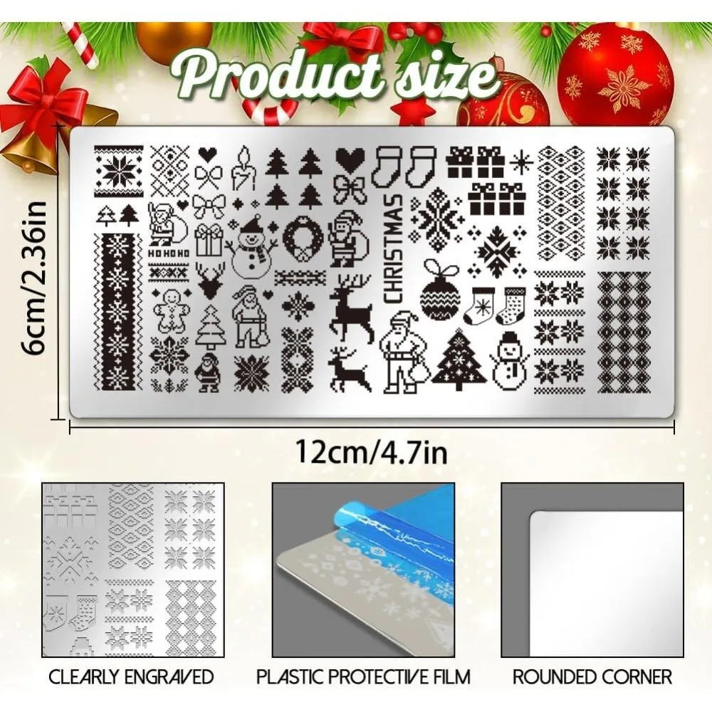 5Pcs Christmas Nail Art Stamping Plate Template Set