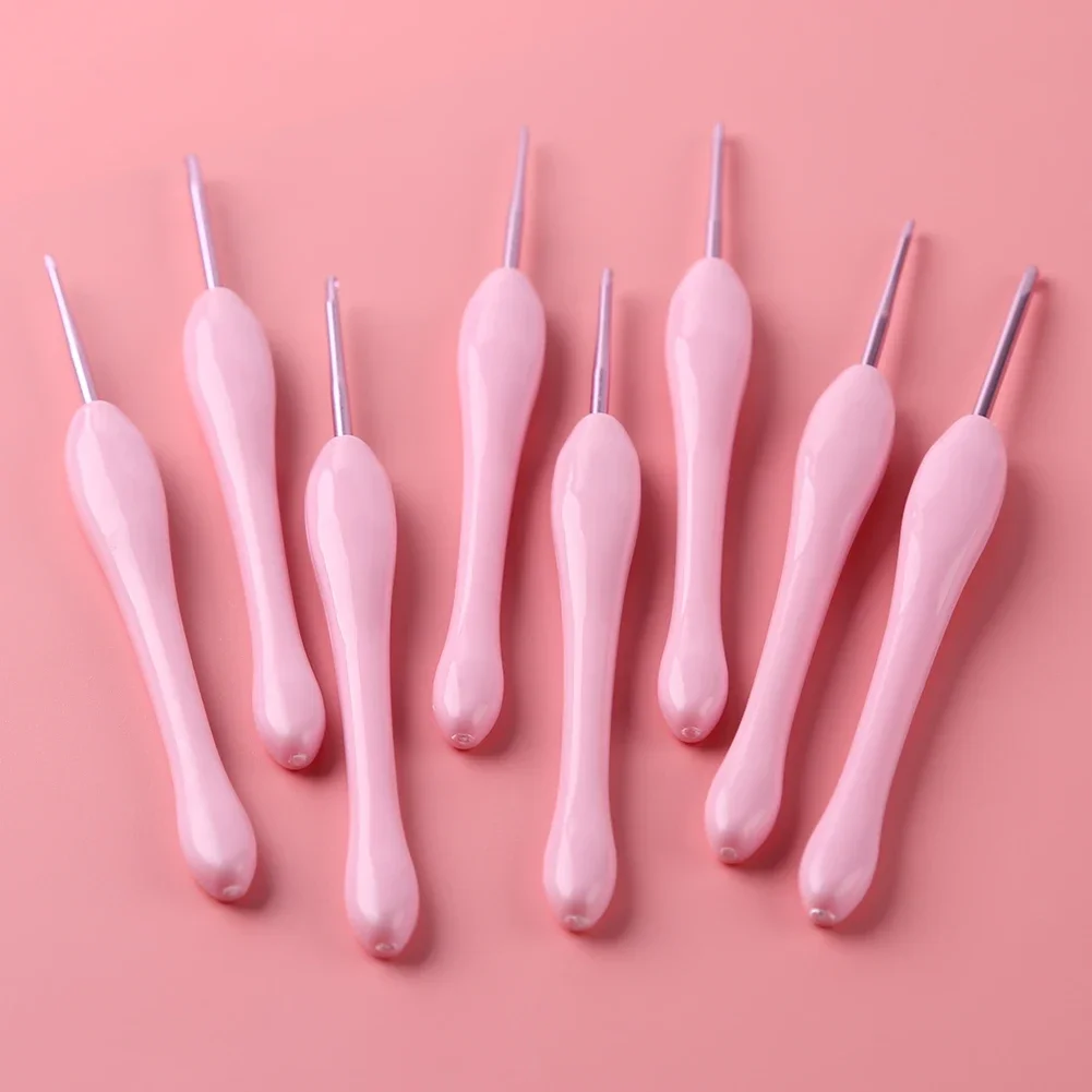 8Pcs/set Multicolor Plastic Handle Aluminum Crochet Hooks Knitting Needle Set 1mm-2.75mm Yarn Sweater Weave DIY Craft Tool