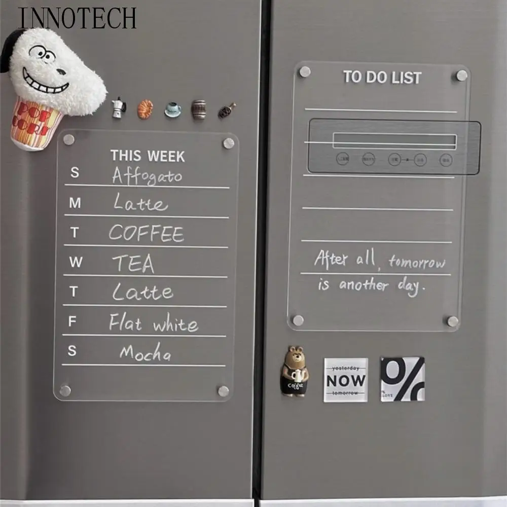 Acrylic Magnetic Calendar Board Clear Reusable Fridge Magnet Sticker Rectangle with Pen and Erase Message Board Grocery Store