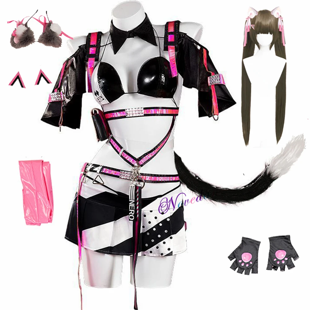 

Game Nikke Goddess Of Victory Nero Cosplay Costume With Wig Ears Tail Niluo Sexy Leather Uniform Bunny Girls Bikini Suit Party