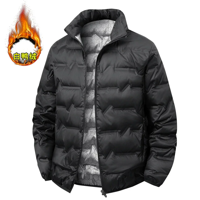 

CASKYTE Men Winter New White Duck Down Cycling Jacket Warm Thick Stand Collar Windproof Puffer Jacket Waterproof Jacket Male