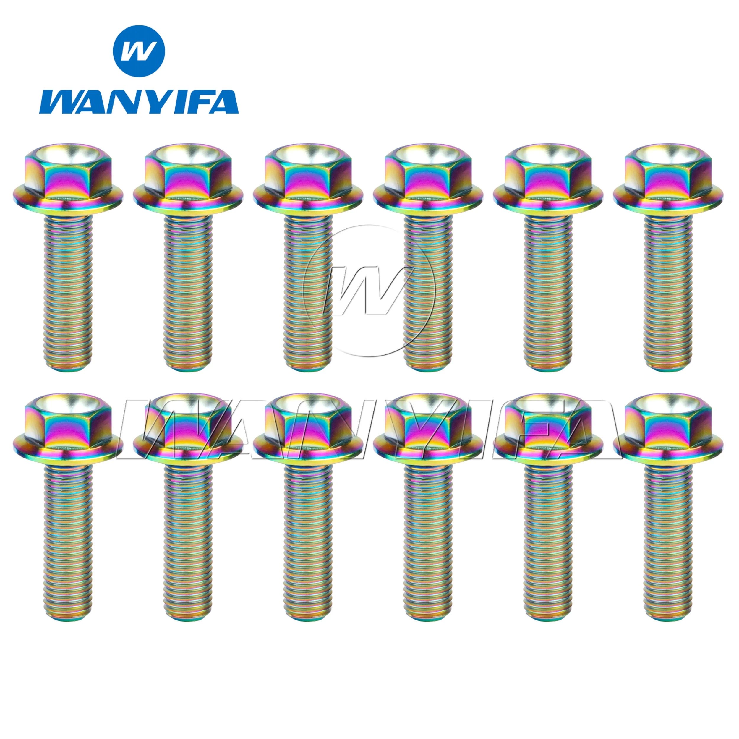 Wanyifa Titanium Bolts M10 x 20 25 30 35 40 45 55 60 65 70 75 80 100mm Hexagon Flange Screw Bolt for Honda Suzuki Yamaha 5/12PCS