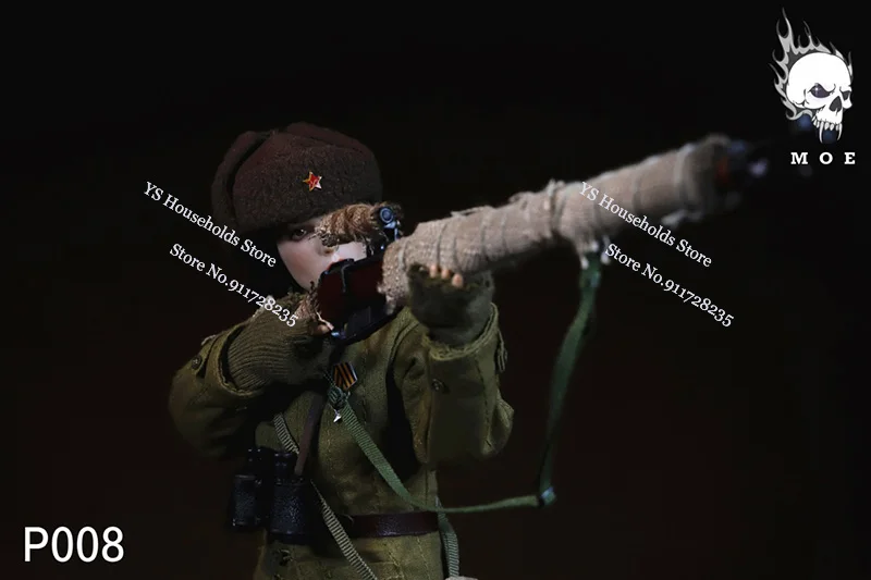 MOETOYS P008 1/6 Soviet Snow Assault Female Sniper Movable Soldier Model Cloth Girl Military Officer 12