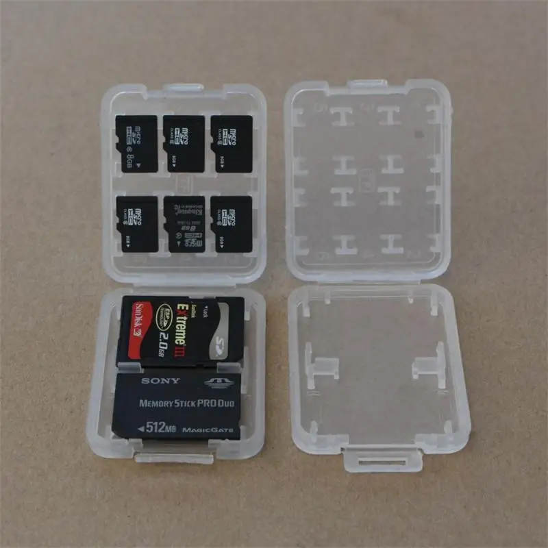 New 8 Slots TF SDHC MSPD Memory Card Protecter Box Transparent Storage Case Holder Computer Office Supplies