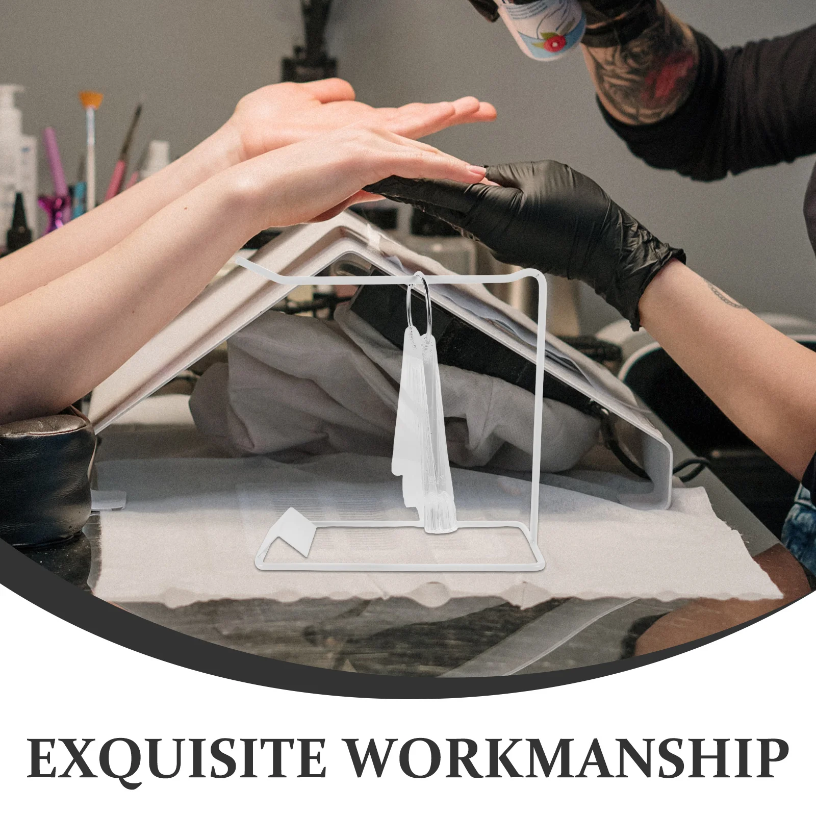 네일 아트 디스플레이 보드 철제 스탠드 원형 팁 링 살롱 교육 연습용 컬러 샘플 스틱 매니큐어 도구 키트 1세트