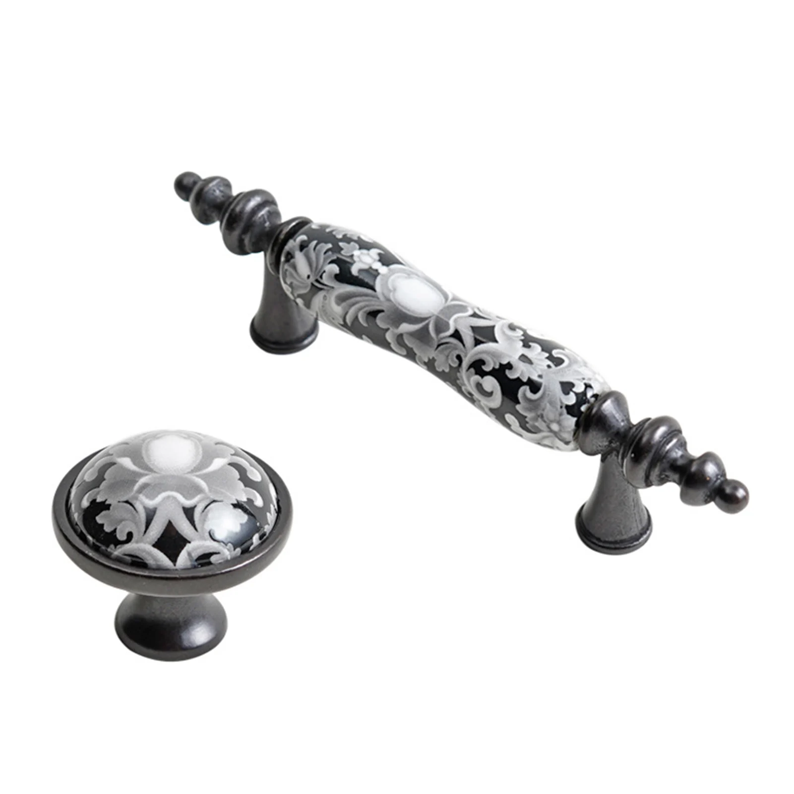 مقابض أبواب الخزانة المطبوعة الرجعية مقبض مريح خفيف الوزن سهل التركيب ومناسب لأدراج خزانة الأبواب