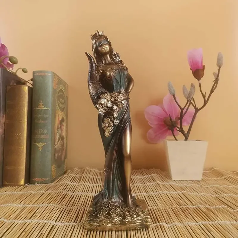 Goddess of Justice Sculpture,Office Study Decoration,Goddess of Wealth Resin Statue,Retro Home Decoration Living Room Ornaments