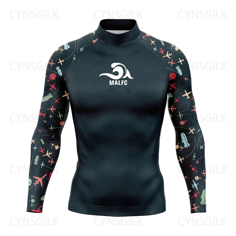 MALFC Rash guard for men Surfing Clothes Swimsuit Rashguard Surf Wear UPF 50 Water Sport Long Sleeve T-shirt Swimwear snorkeling