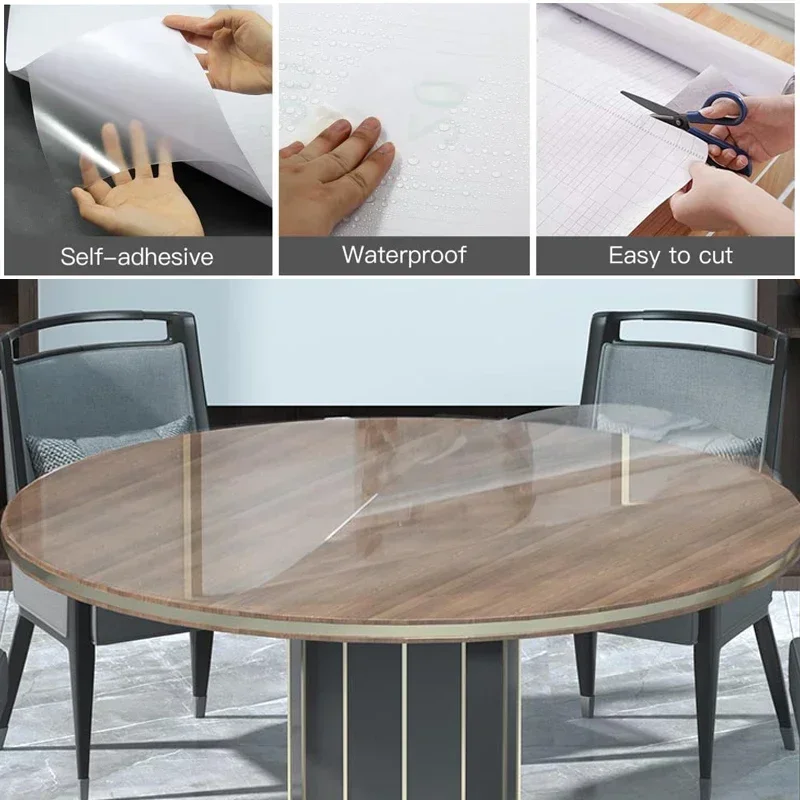 Anti-scratch Table Protection Film Heat Resistant Furniture Stickers HD Transparent Waterproof Oil-proof Desktop Protective Film