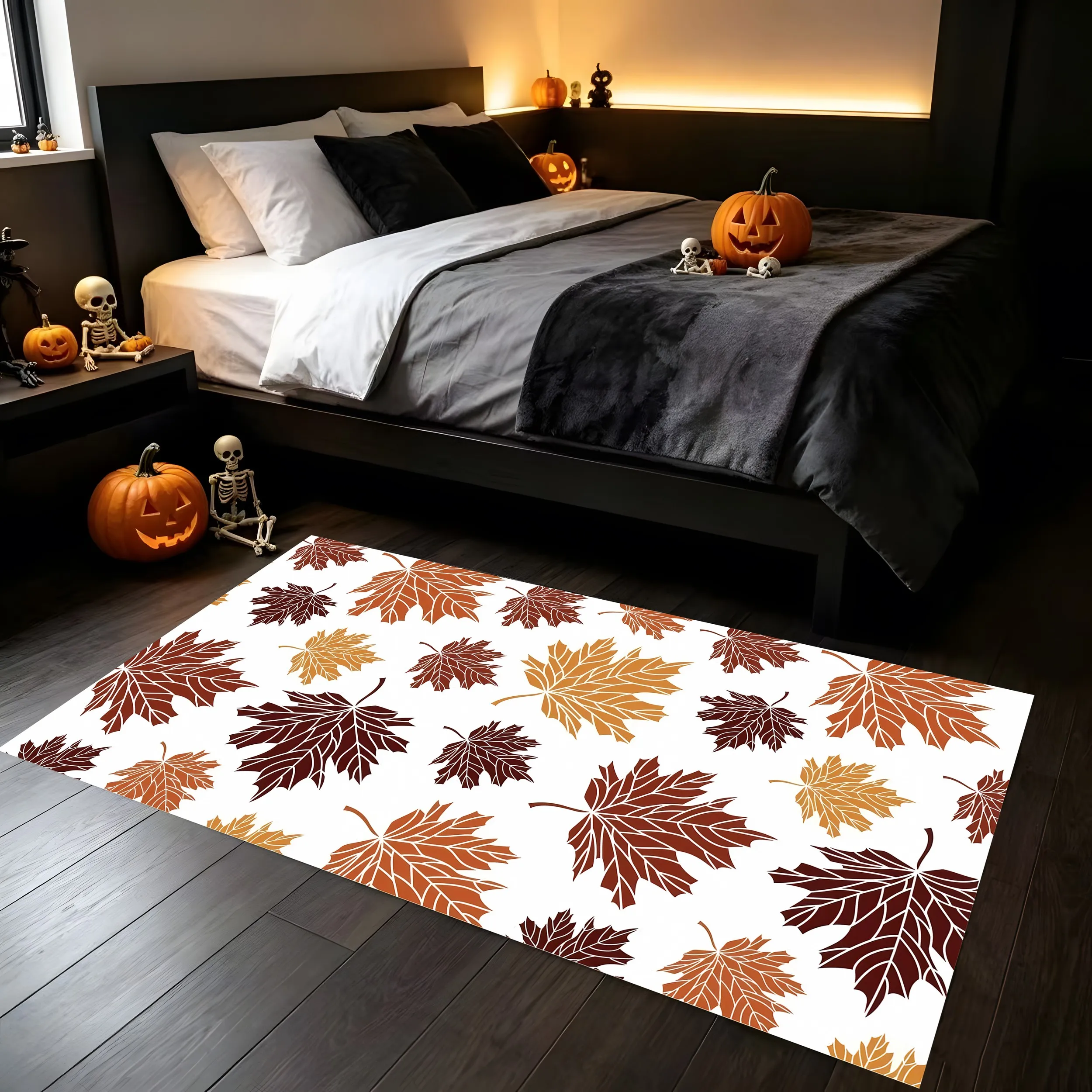 Velvet Autumn Maple Leaf Style 2D Carpet, Suitable for Living Room and Bedroom, Creates a Warm and Cozy Autumn and Winter Atmosphere