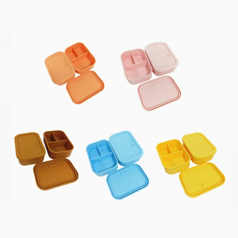 

Silicone sealed fresh-keeping lunch box storage box, three compartment food grade complementary food box