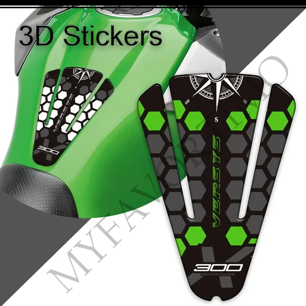 

X300 For Kawasaki Versys X 300 X300 Versys-X Motorcycle 3D Decals Gas Fuel Oil Kit Knee Protector Tank Pad Grips