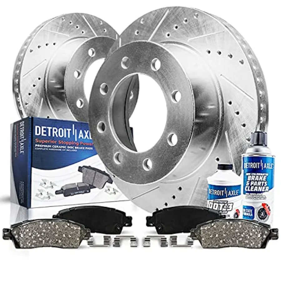 Kit de freno delantero para 05-12 Ford F-250 F-350 F-450 Super Duty, rotores ranurados perforados, almohadillas de cerámica de repuesto, corte pesado 2005-2012