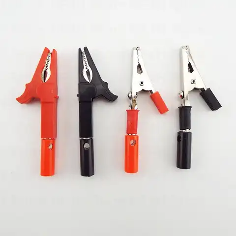 악어 클램프 프로브, 악어 클립, DIY 테스트 프로브, 블랙 레드 소켓 케이블, 절연 전기 클립 B4, 4mm 배너 플러그