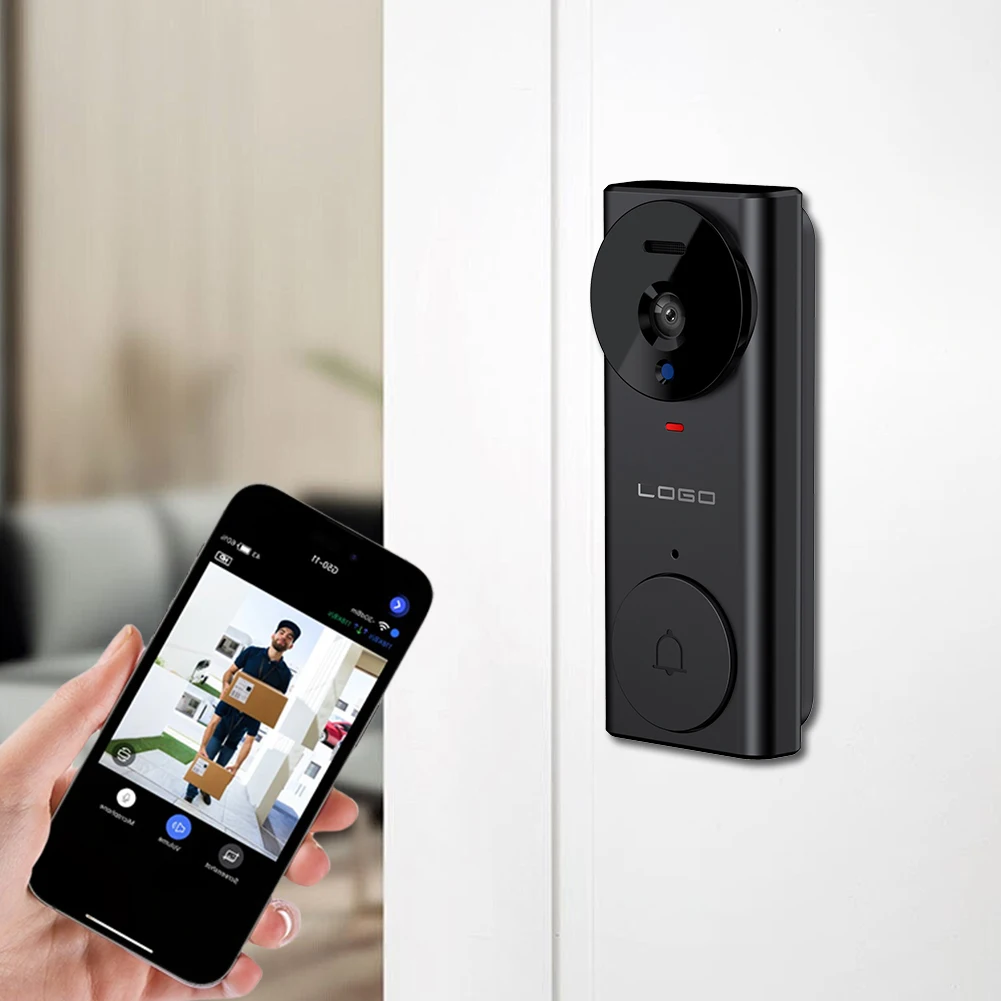 2.4G Wi-Fi Wireless Video Doorbell Two-Way Audio Smart Video Doorbell Cloud Storage Type-C Charging for Home Office Warehouse