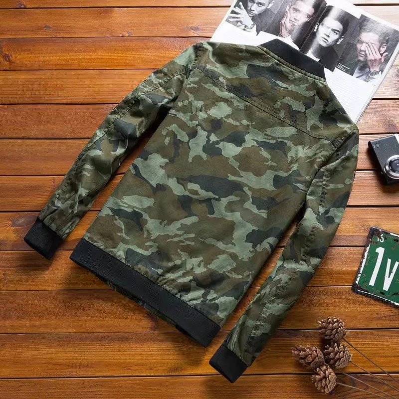 Autumn men's jacket camouflage pure cotton military jacket loose large size casual jacket