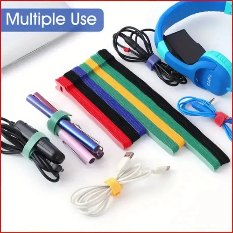 30Pcs Multicolor Reusable Velcro Cable Ties Nylon Self-Gripping Wire Management Straps Cord Organizer
