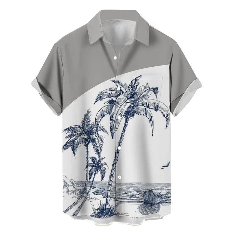 Men's shirt 2024 new style printed lapel short-sleeved Hawaiian vacation summer casual breathable street outdoor work daily