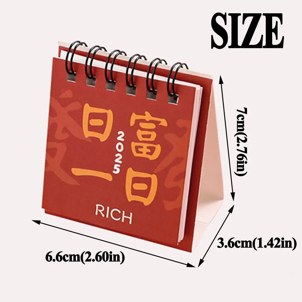 Agenda Creative 2024-2025 Calendar Thick Paper 18-Month Standing Flip Calendar Portable Red Mini Desk Calendar Home